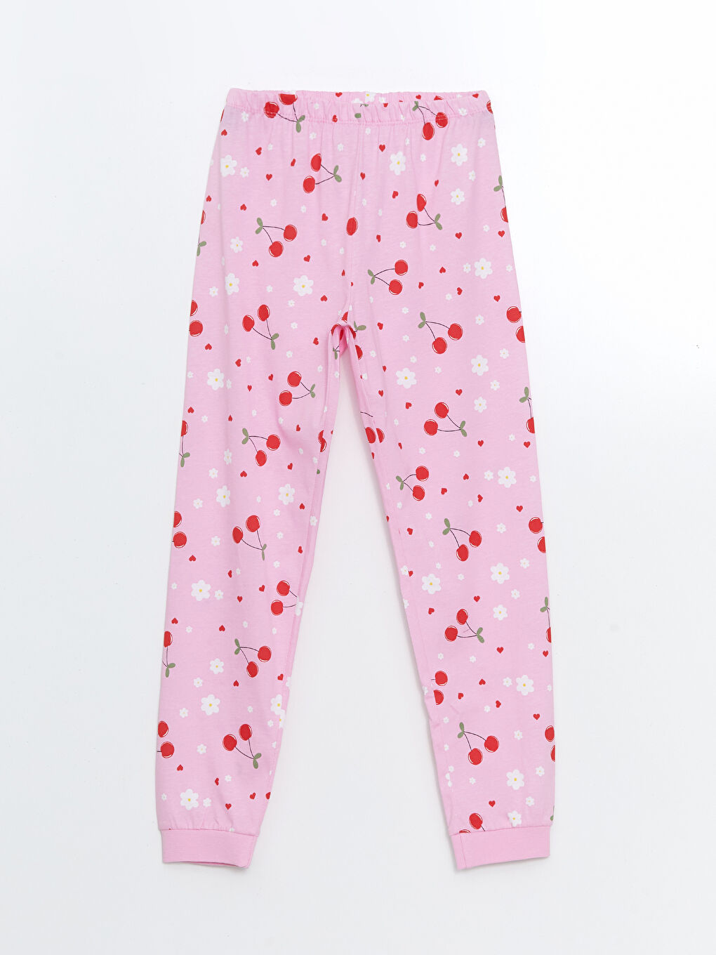 Pembe Beli Lastikli Kız Çocuk Pijama Alt