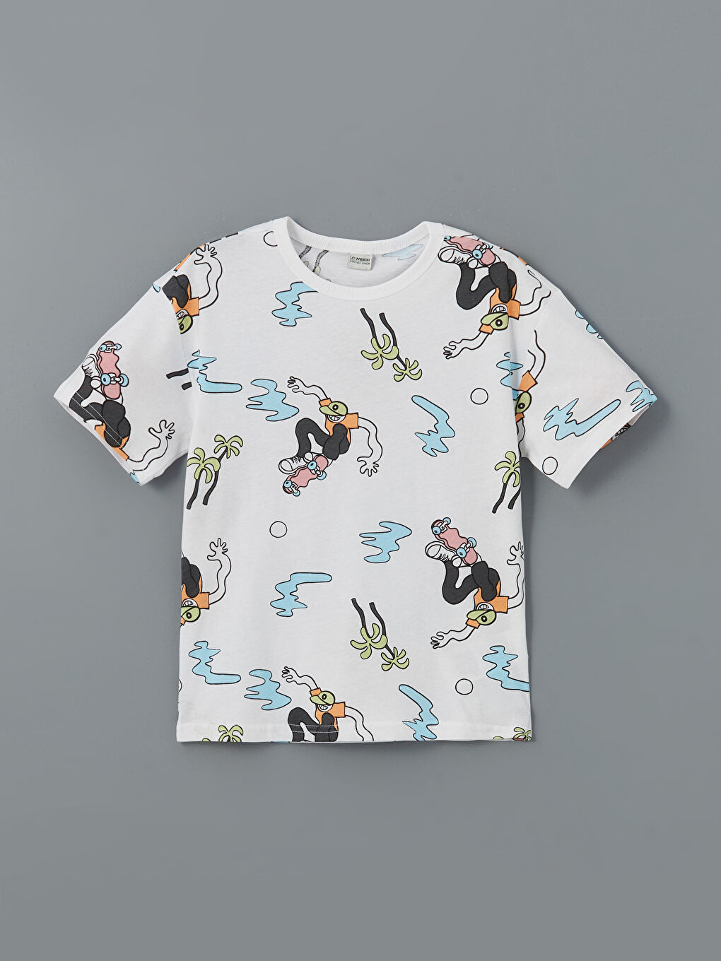 Crew Neck Printed Combed Cotton Boy's T-Shirt -S58675Z4-LQQ