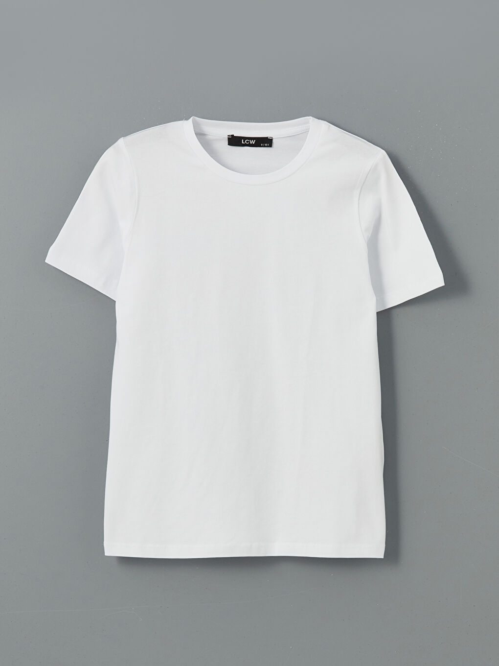 Beyaz Bisiklet Yaka Basic Erkek Çocuk Tişört