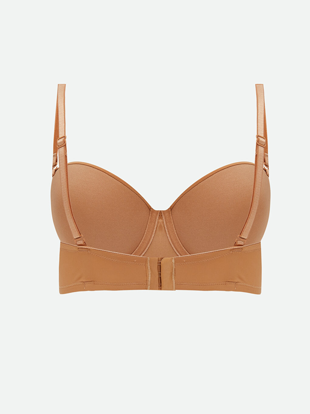 Kahverengi Balenli Dolgusuz Düz Straplez Sütyen-1