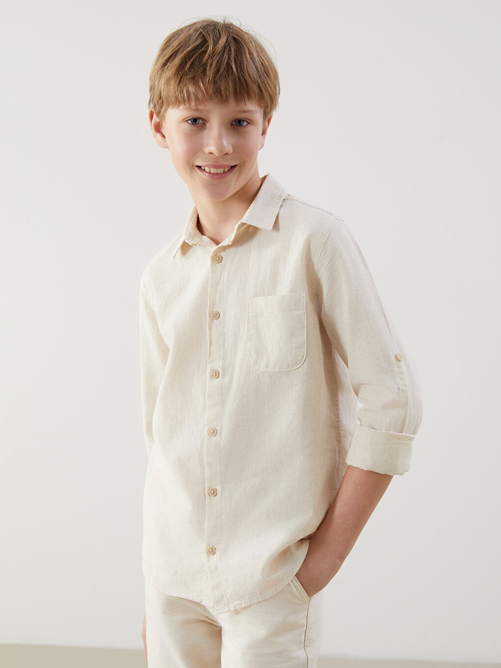 Linen Blend Boys' Shirt -S58717Z4-FDJ