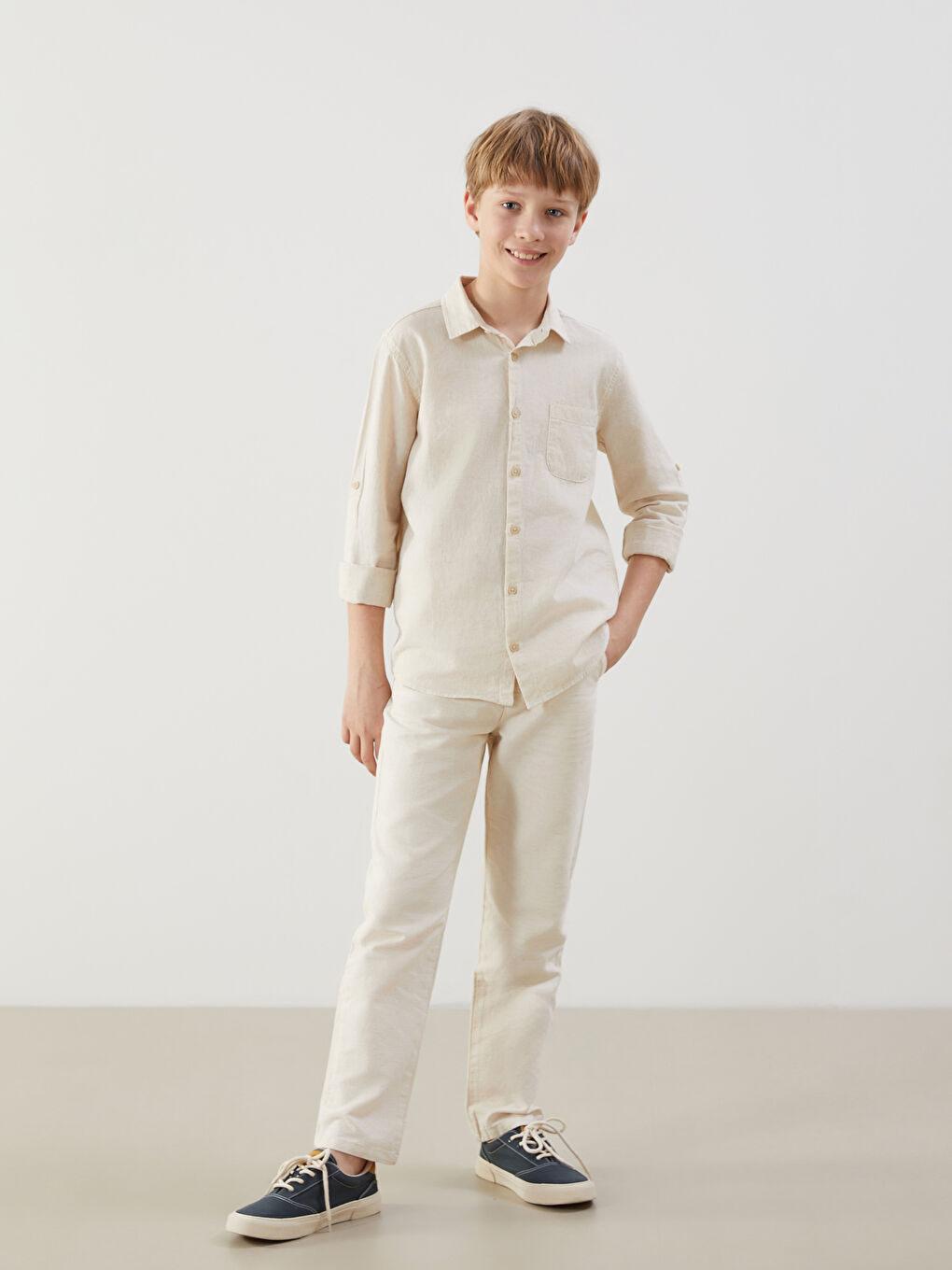 Linen Blend Boys' Shirt -S58717Z4-FDJ