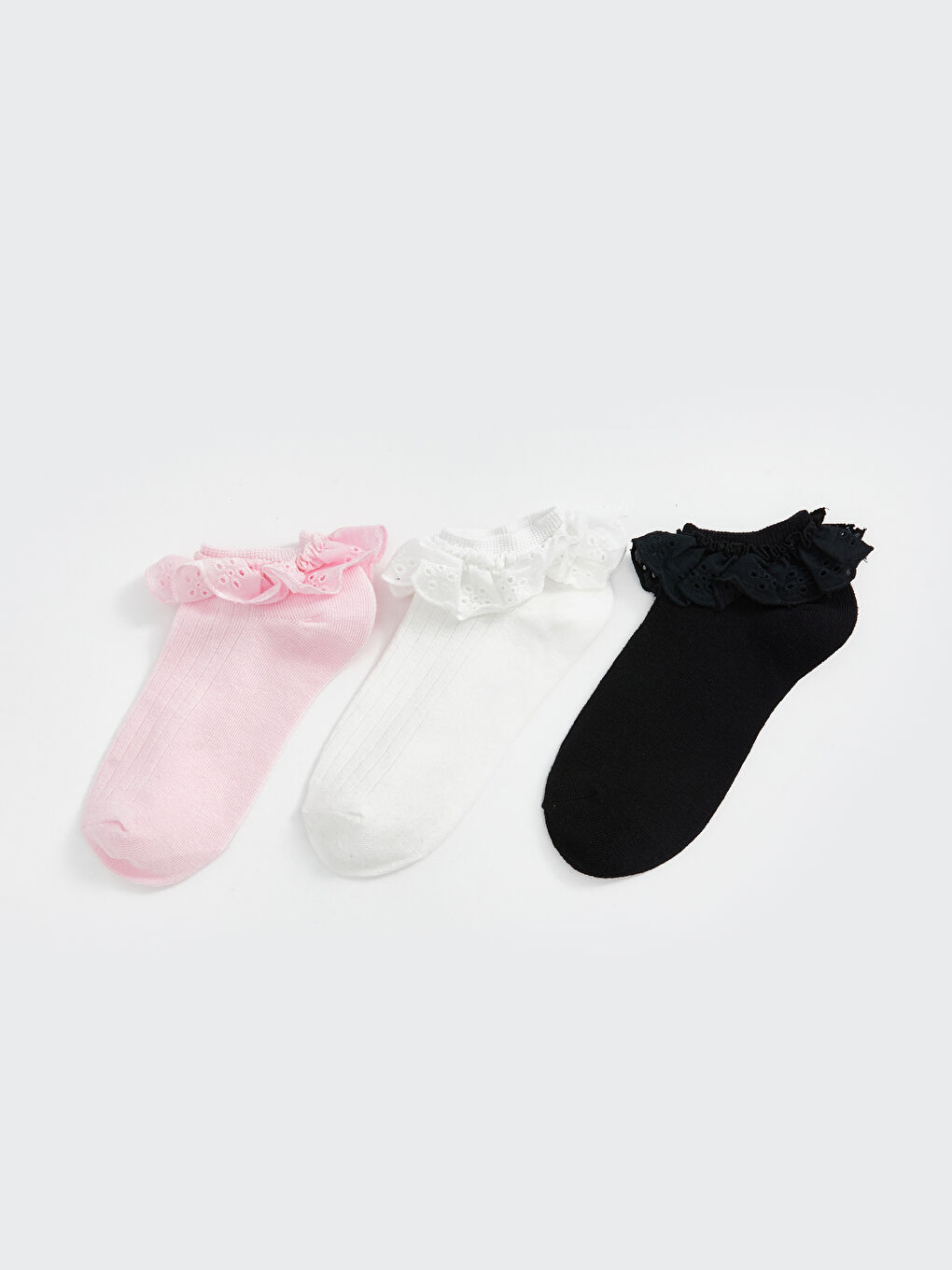 Lace Detailed Girl Booties Socks 3-Pack -S58774Z4-FWW