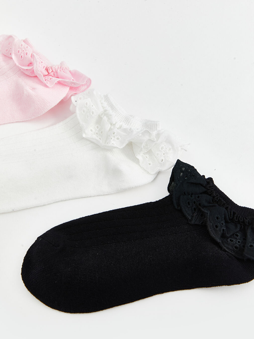 Lace Detailed Girl Booties Socks 3-Pack -S58774Z4-FWW