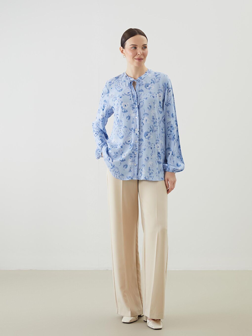 Tie Neck Patterned Women's Blouse -S58828Z8-LQK
