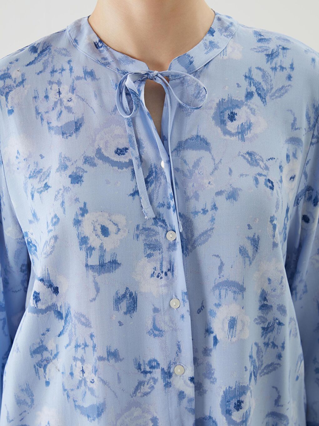 Tie Neck Patterned Women's Blouse -S58828Z8-LQK
