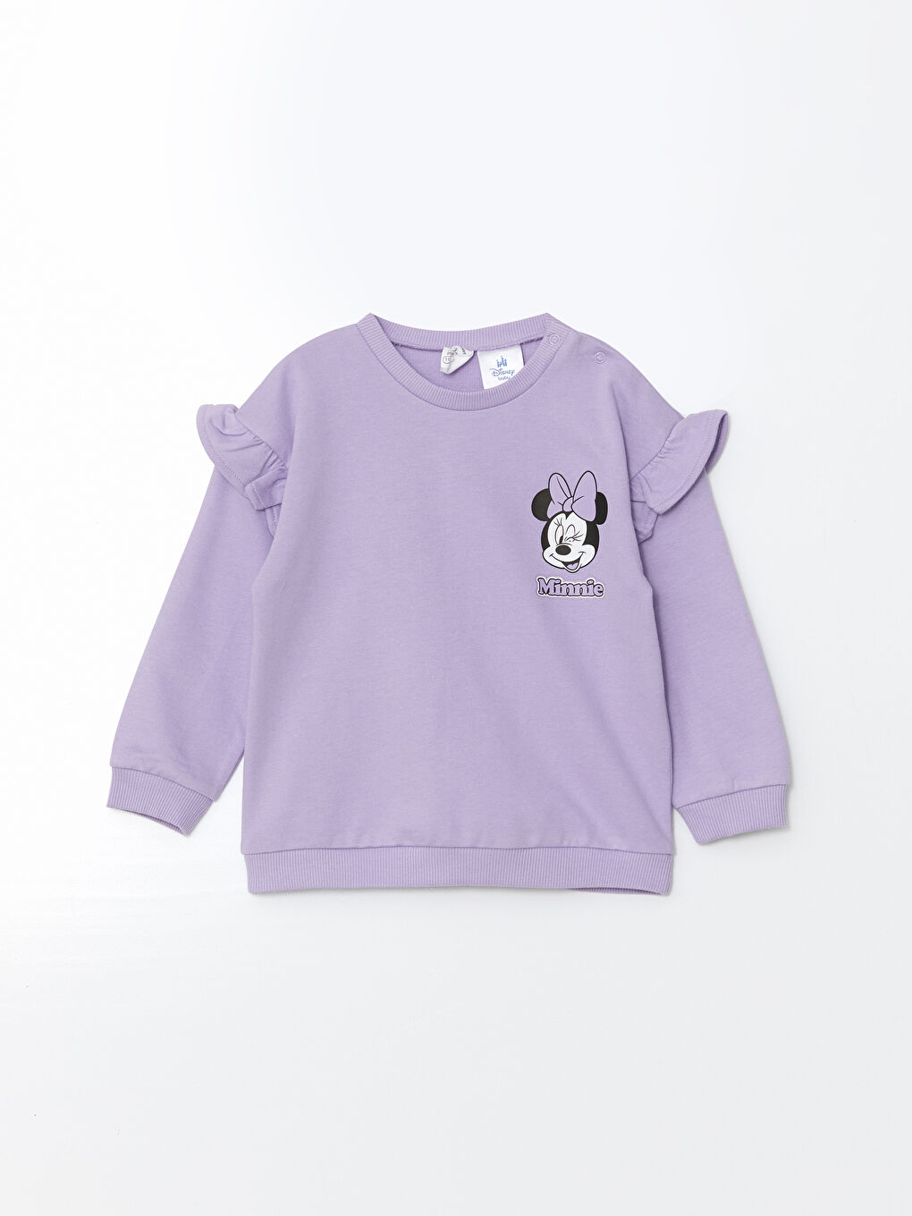 Lila Minnie Mouse Baskılı Kız Bebek Sweatshirt