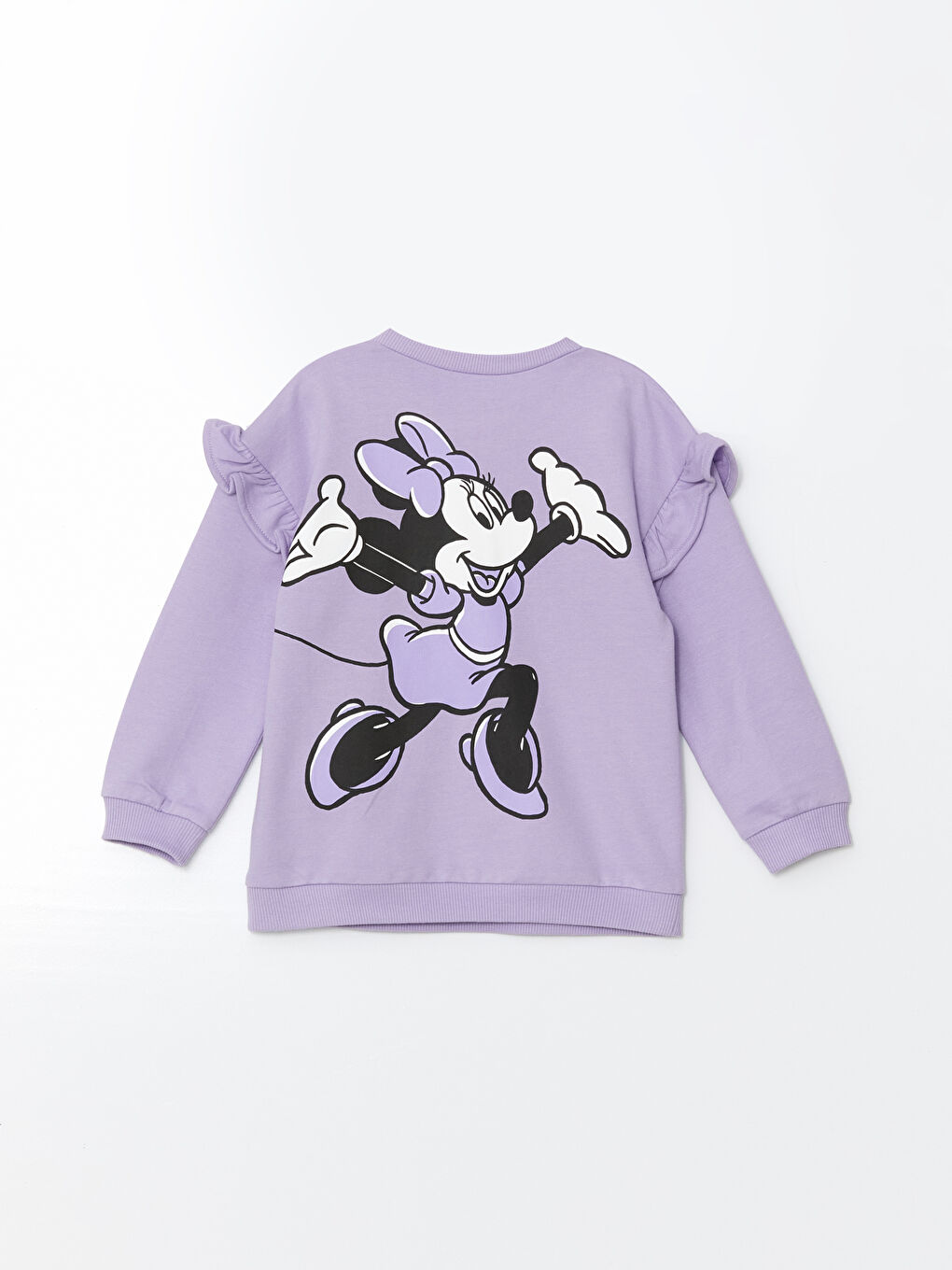 Lila Minnie Mouse Baskılı Kız Bebek Sweatshirt-1