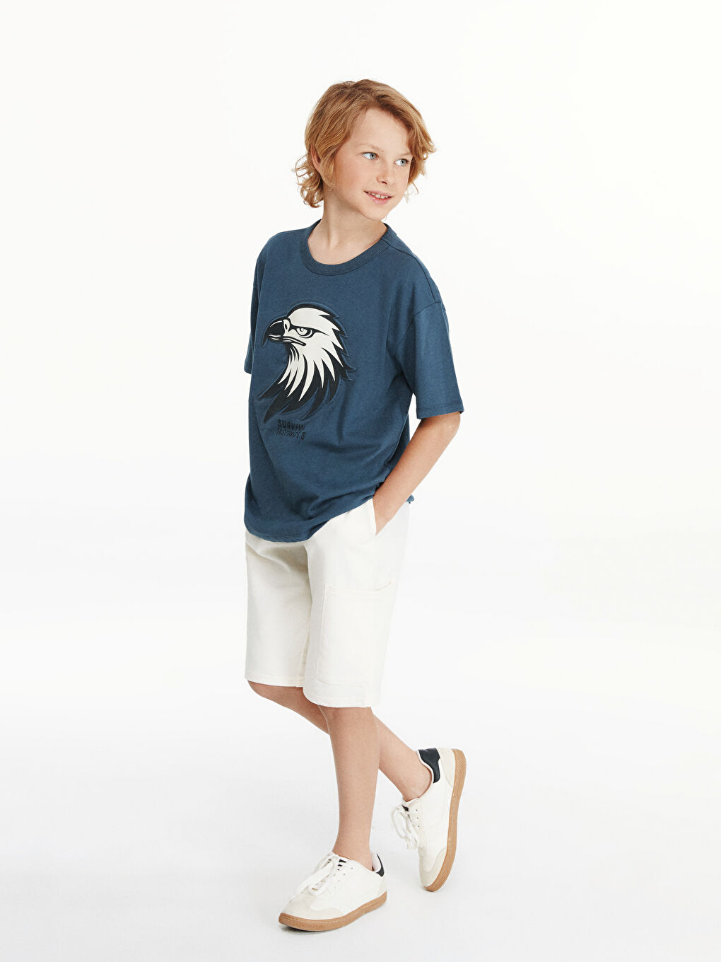 LCW Kids Ekru Beli Lastikli Basic Erkek Çocuk Kargo Şort - 1