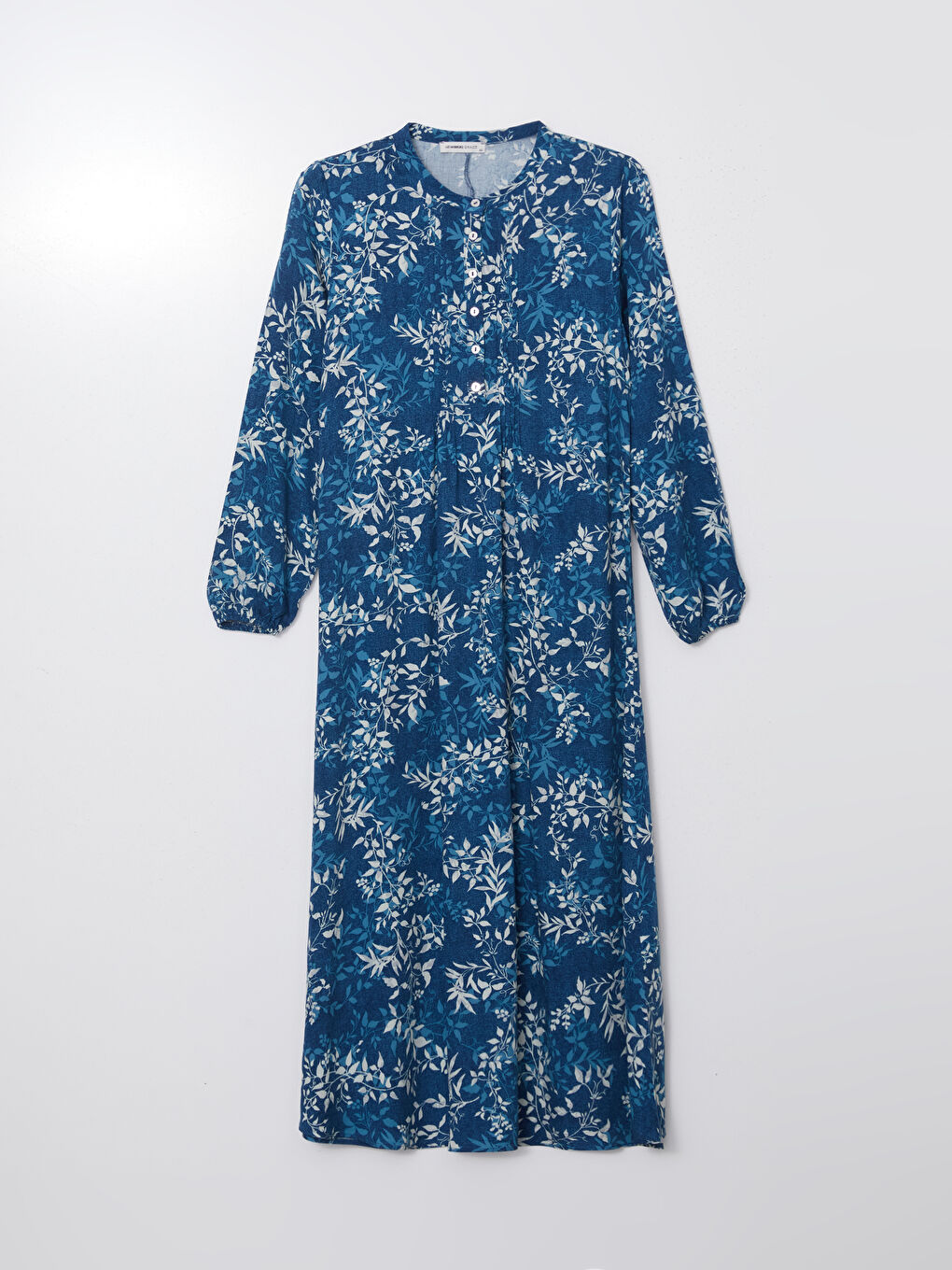LCW Grace Indigo Bisiklet Yaka Çiçekli Kadın Elbise - 4