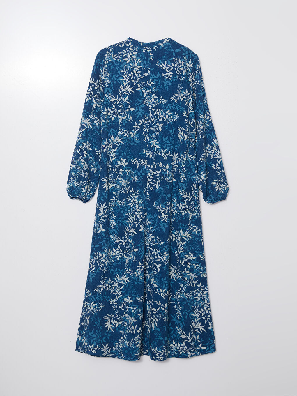LCW Grace Indigo Bisiklet Yaka Çiçekli Kadın Elbise - 5