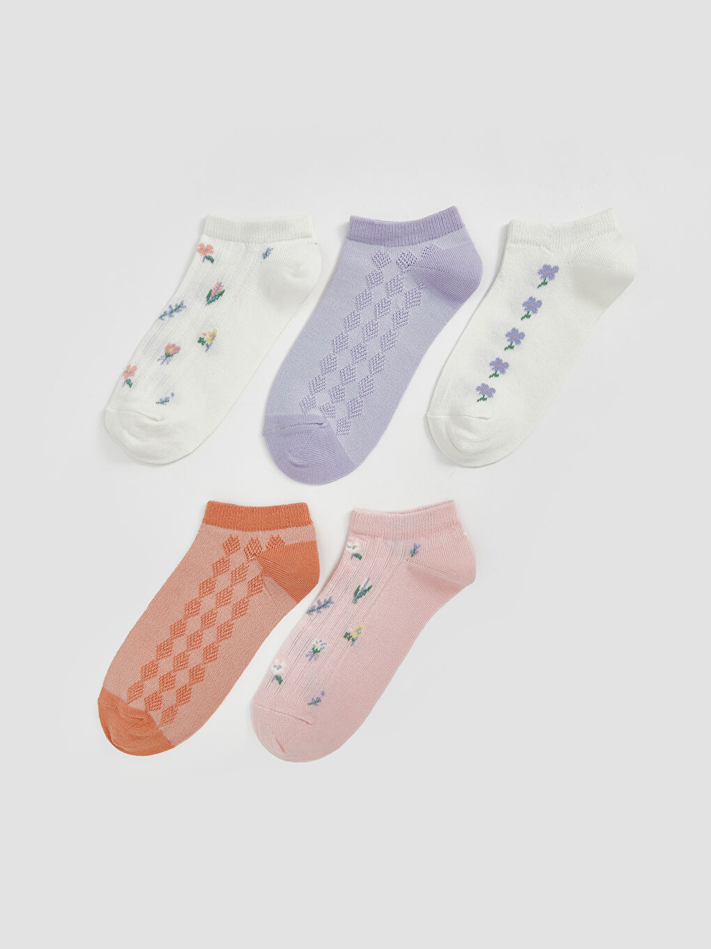 Patterned Women's Booties Socks 5-Pack -S58919Z8-FFB