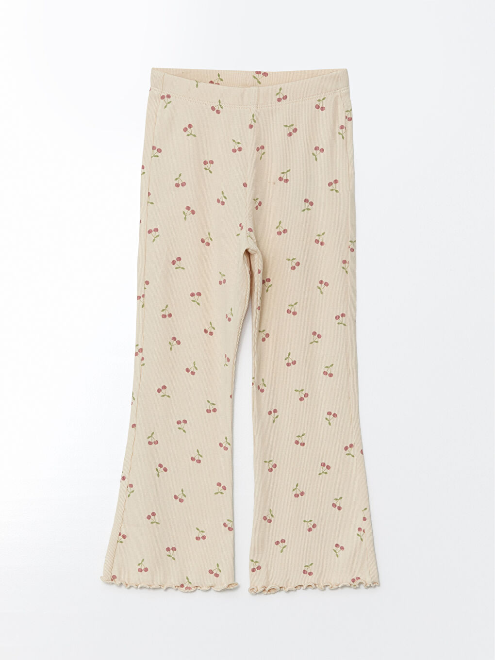 Bej Beli Lastikli Baskılı Kız Bebek Tayt