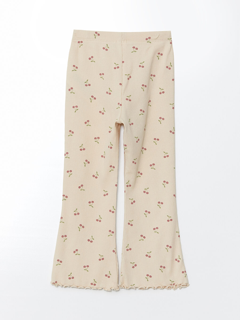 Bej Beli Lastikli Baskılı Kız Bebek Tayt-1