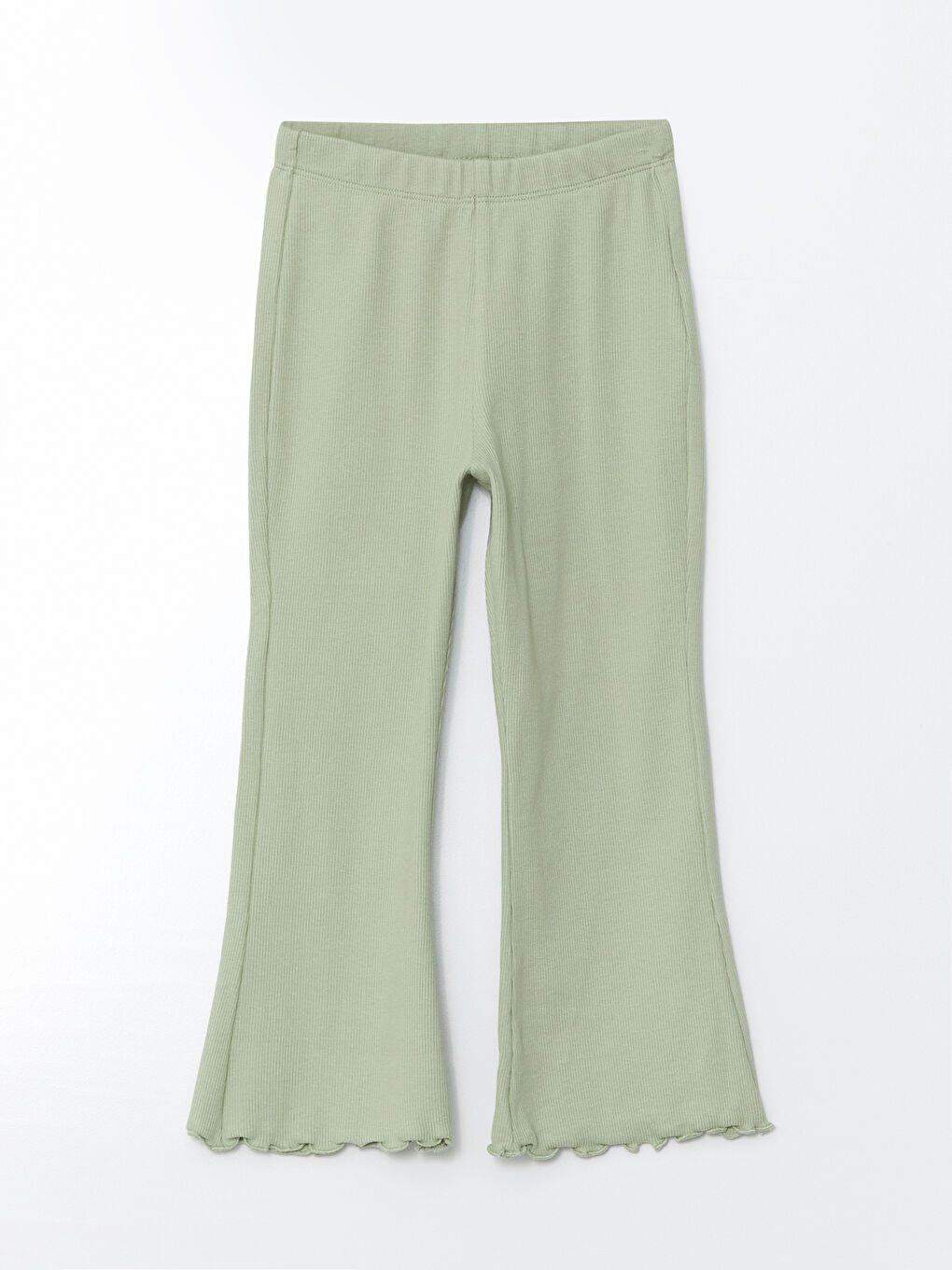 Yeşil Beli Lastikli İspanyol Paça Kız Çocuk Tayt