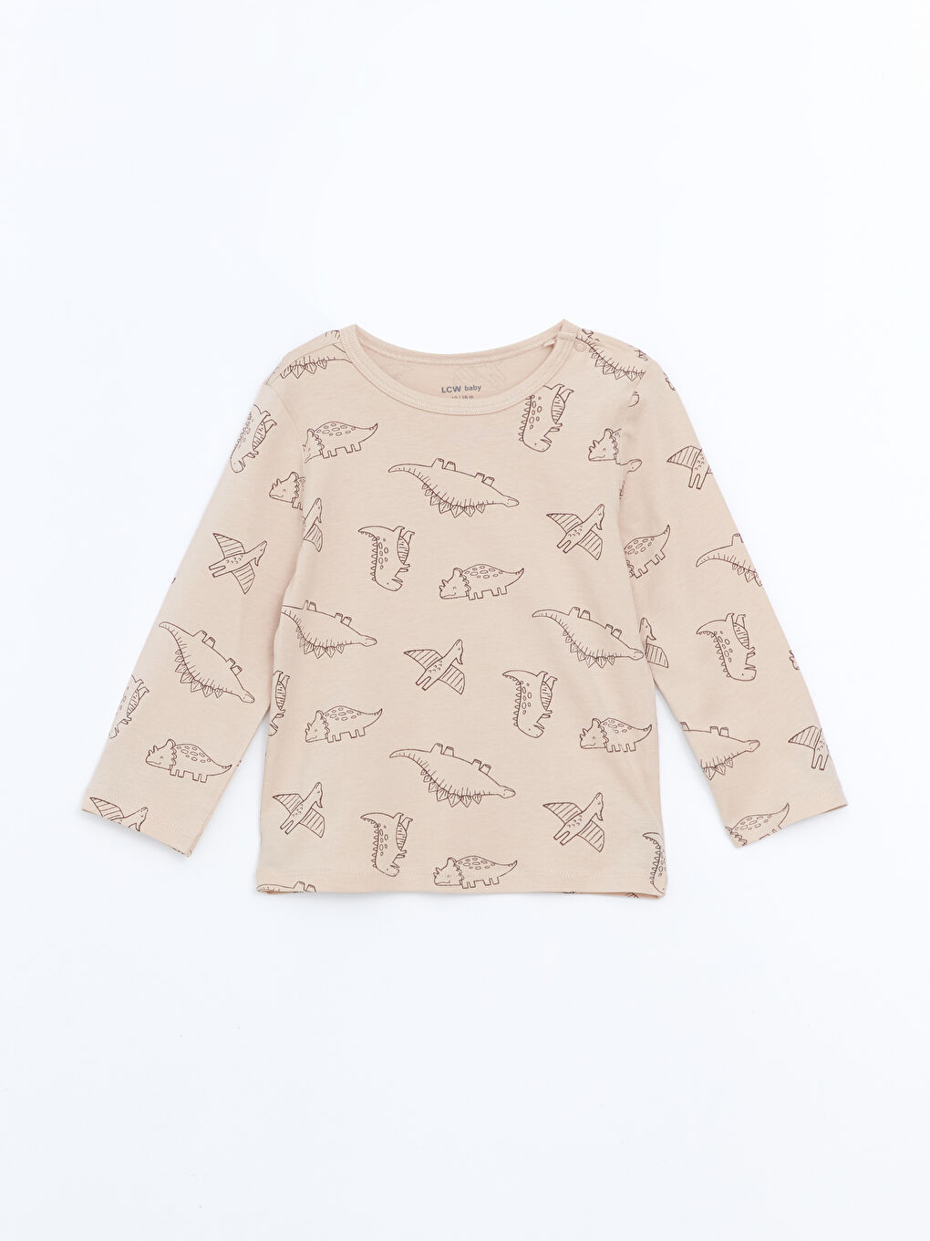 Bej Bisiklet Yaka Baskılı Erkek Bebek Tişört