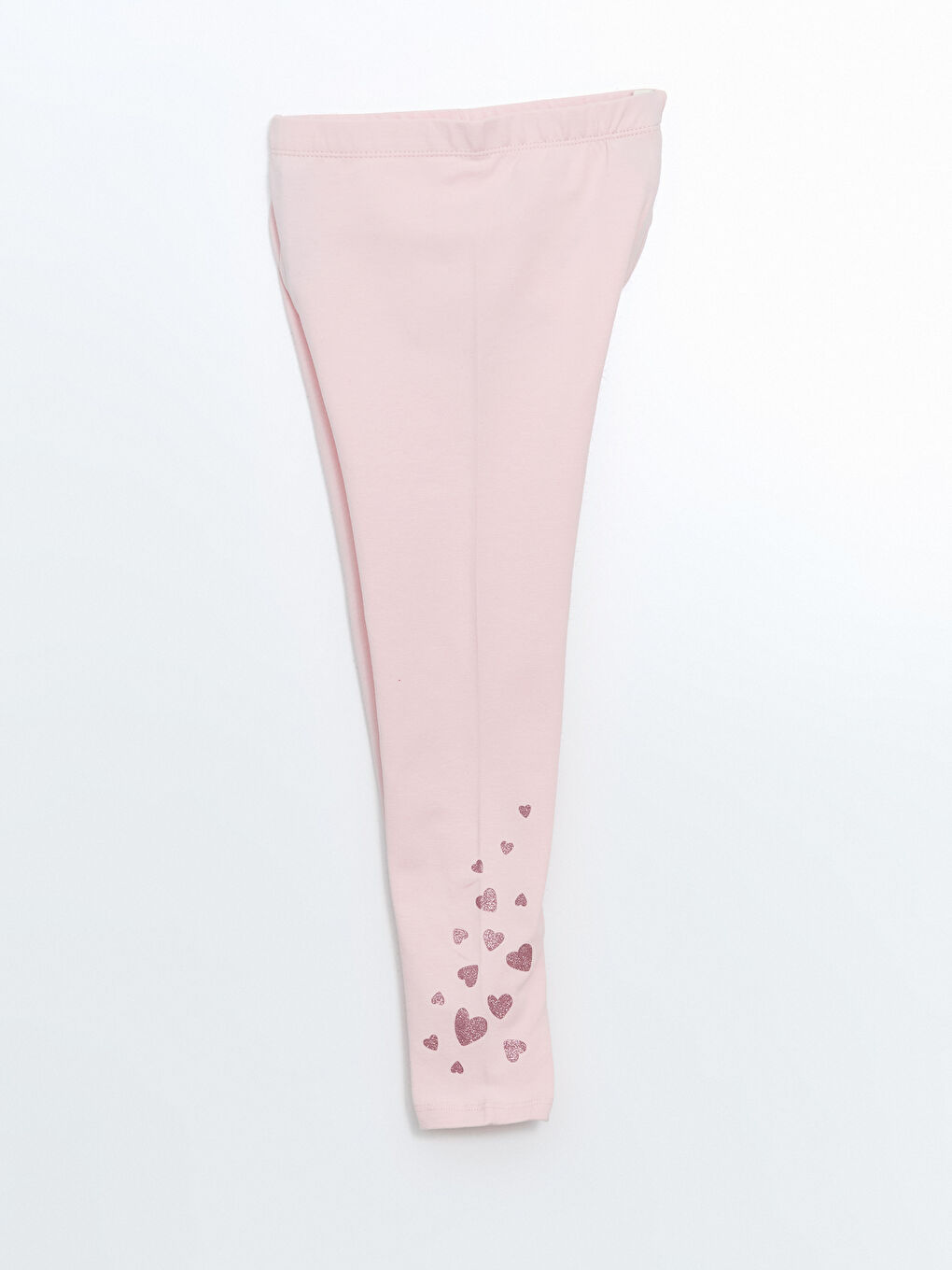 Pembe Beli Lastikli Baskılı Kız Çocuk Tayt-1