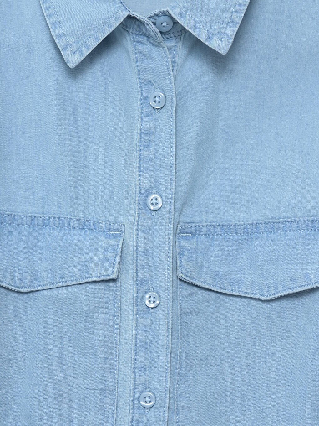 Collared Neck Women's Denim Dress-2