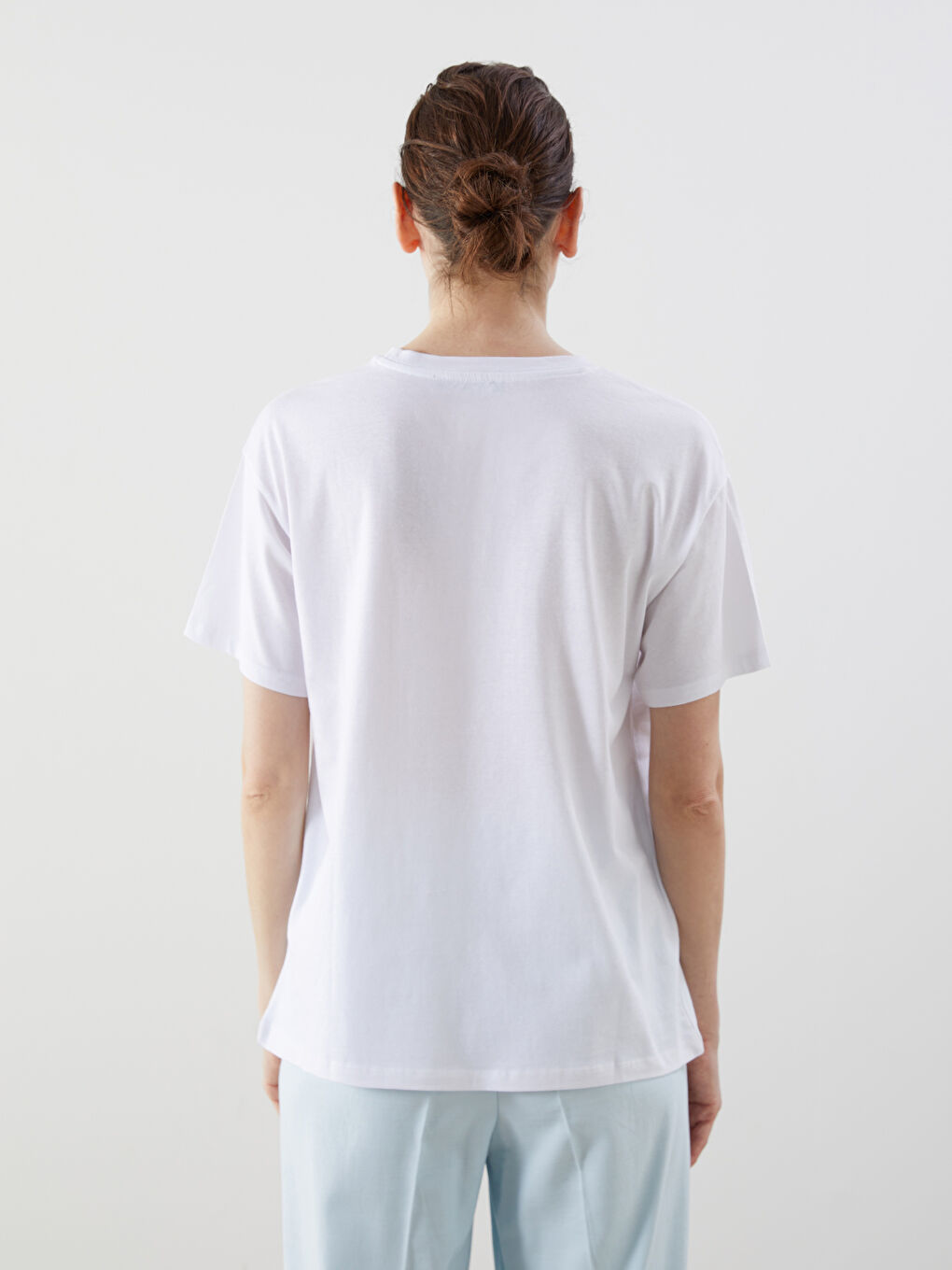 Crew Neck Bow Printed Women's T-Shirt -S59055Z8-Q6K