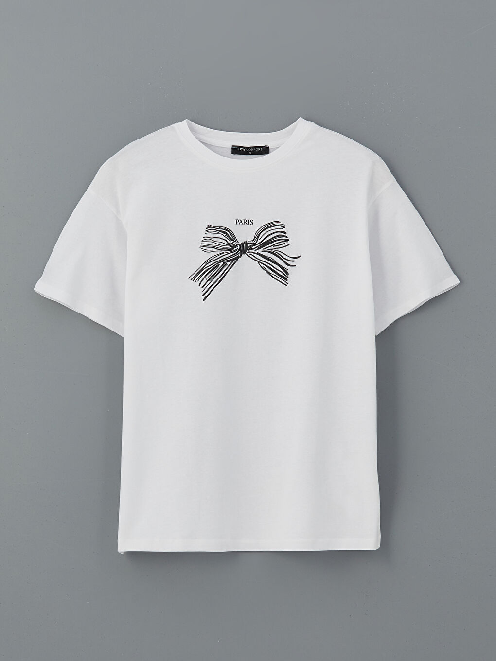 Crew Neck Bow Printed Women's T-Shirt -S59055Z8-Q6K