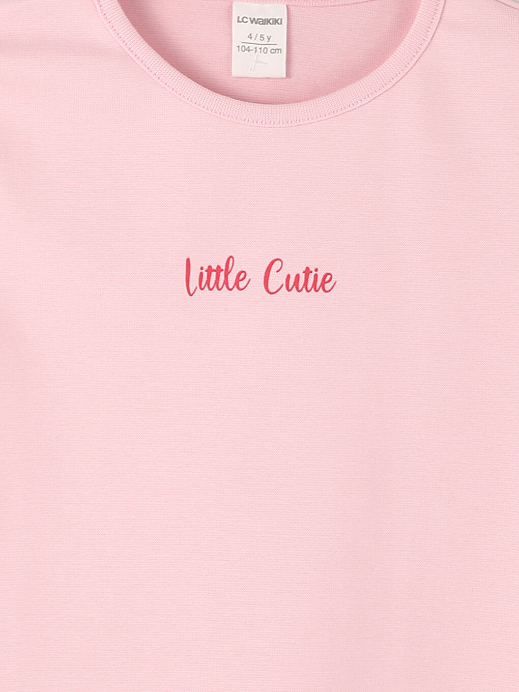 تيشيرت للبنات بياقة دائرية مطبوع-6