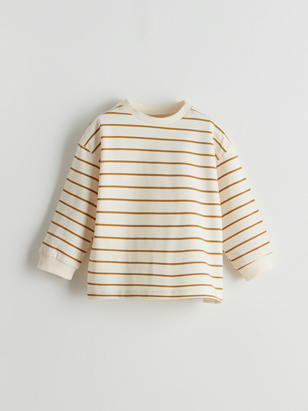Ekru Bisiklet Yaka Çizgili Erkek Bebek Gömlek