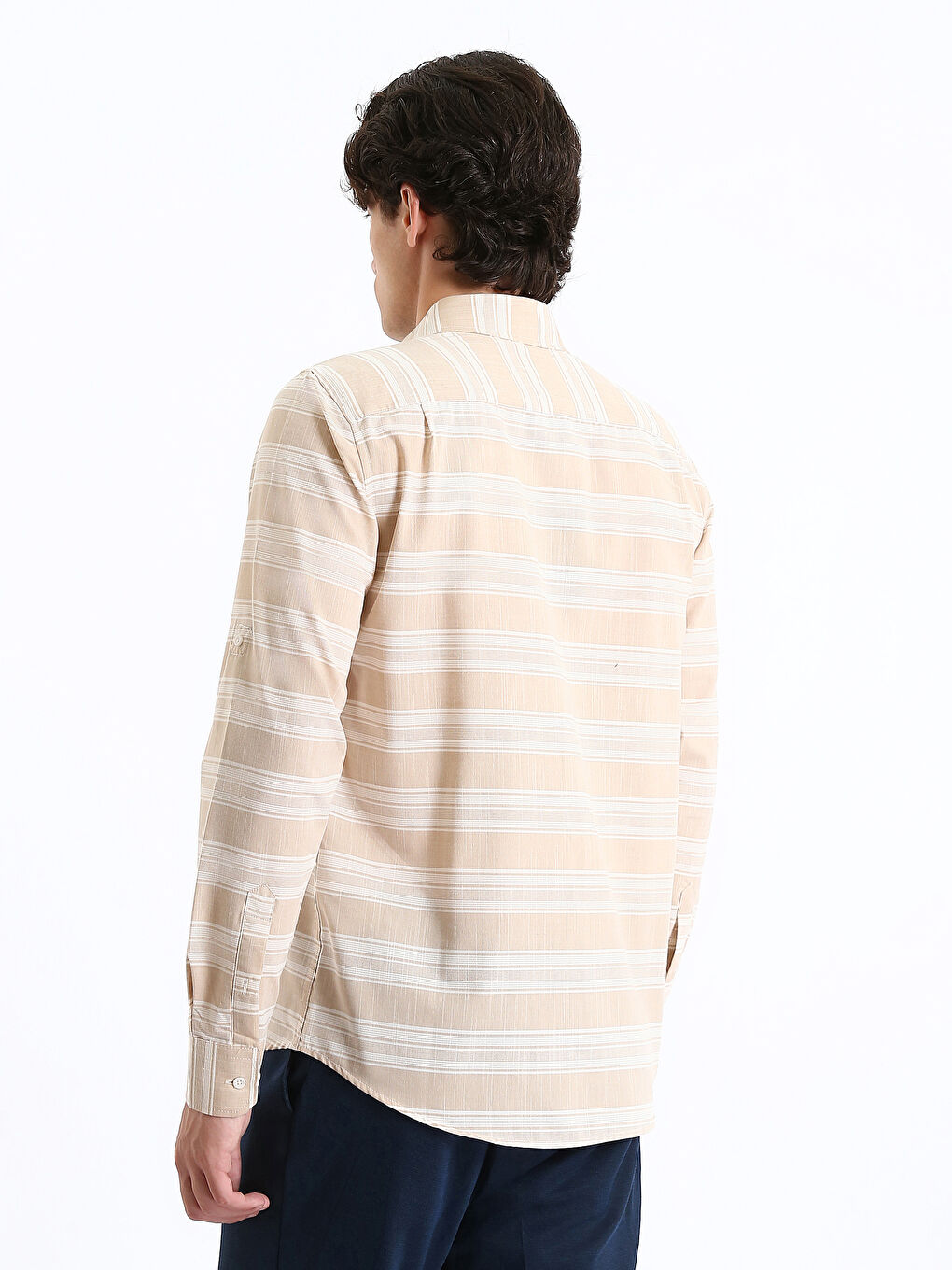 Chemise Texturée Rayée Pour Hommes Coupe Régulière À Manches Longues-4
