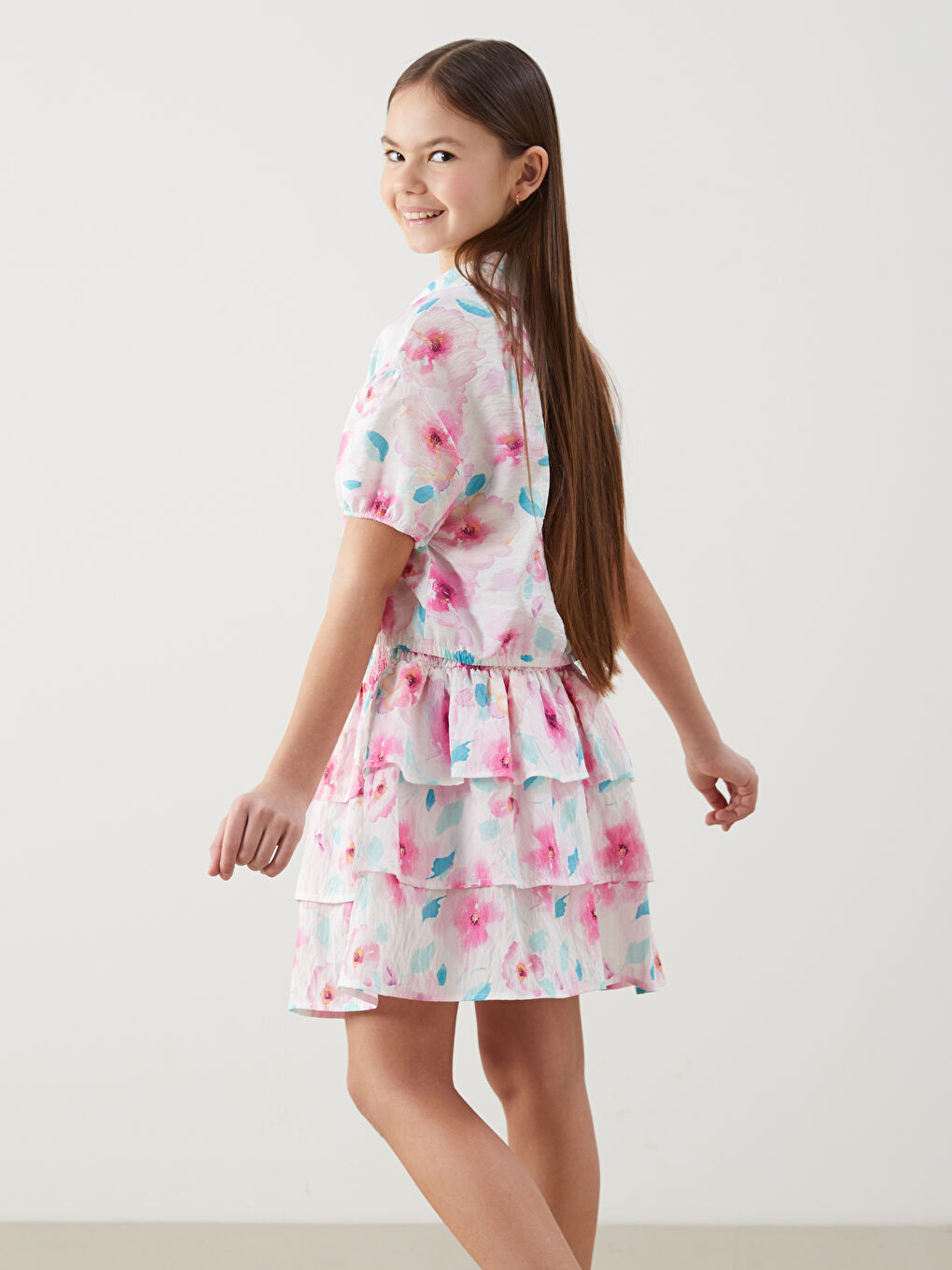 Floral Girl's Skirt with Elastic Waist -S59139Z4-LT4