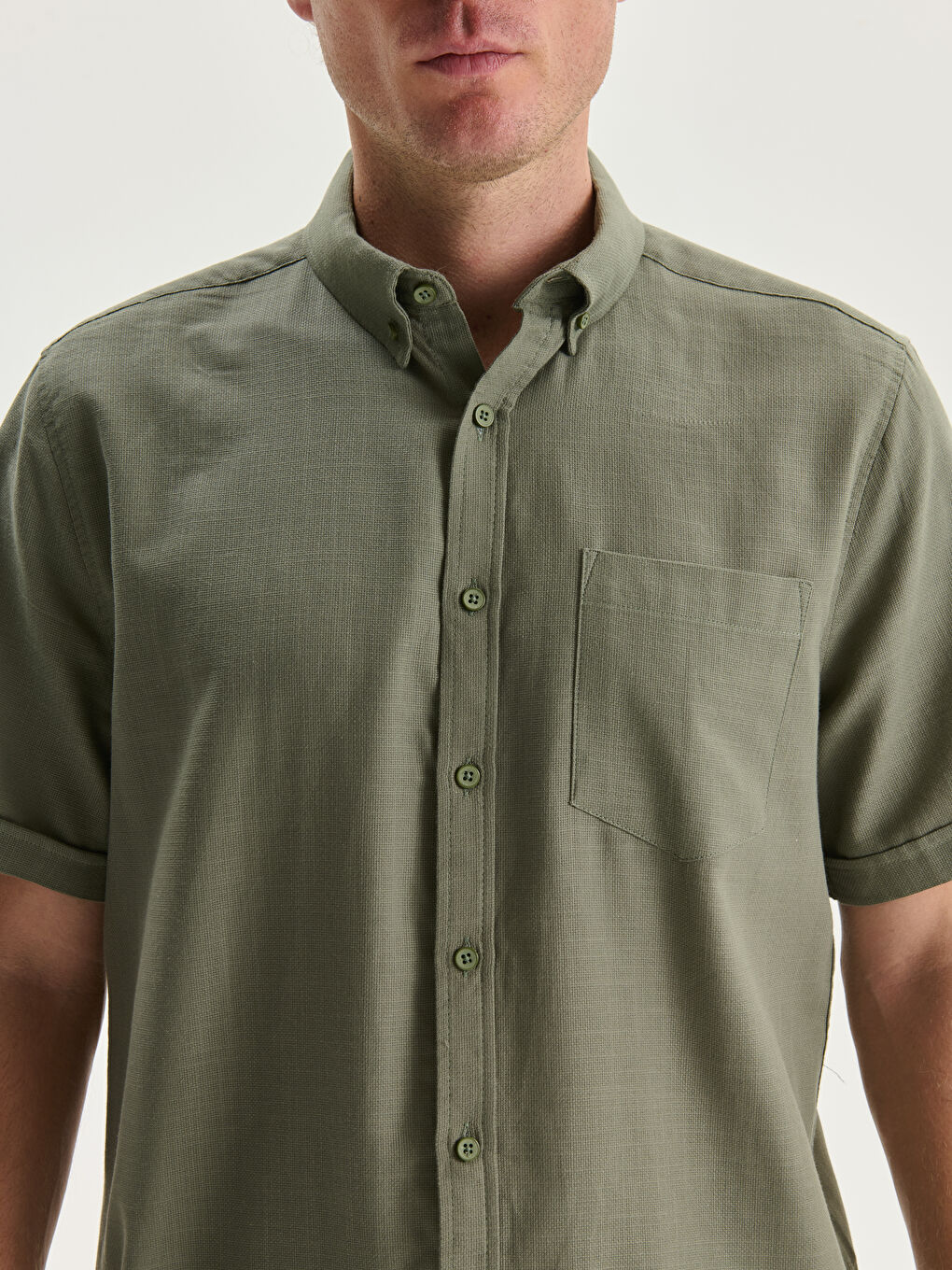 Regular Fit Short Sleeve Poplin Men's Shirt-2