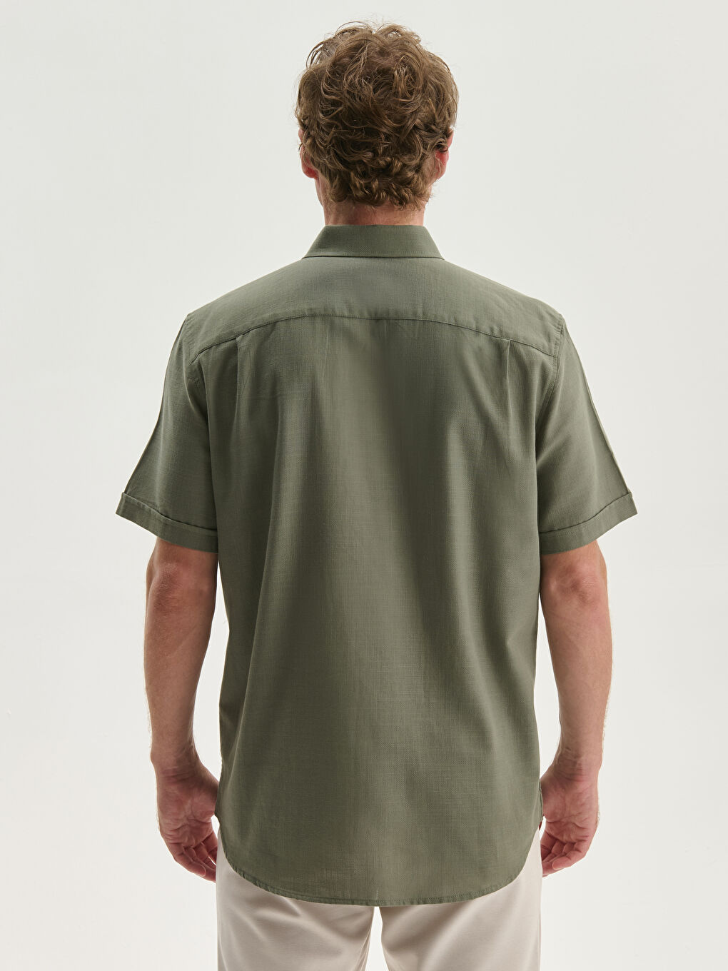 Regular Fit Short Sleeve Poplin Men's Shirt-3