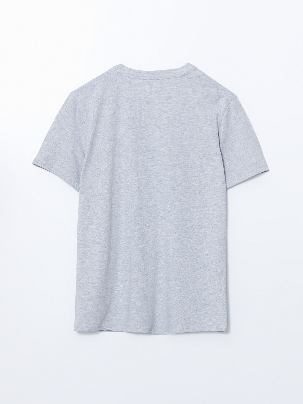 Gri V Yaka Kısa Kollu Nakışlı Erkek Pijama Üstü-1