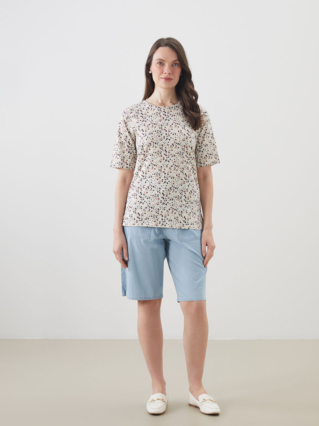 LCW Grace Crew Neck Floral Women's T-Shirt -S59179Z8-SWE