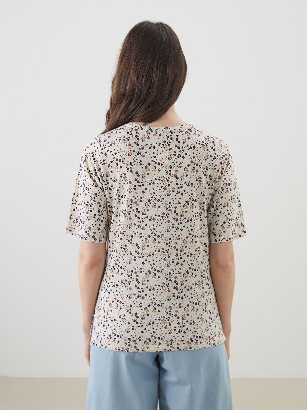 LCW Grace Crew Neck Floral Women's T-Shirt -S59179Z8-SWE
