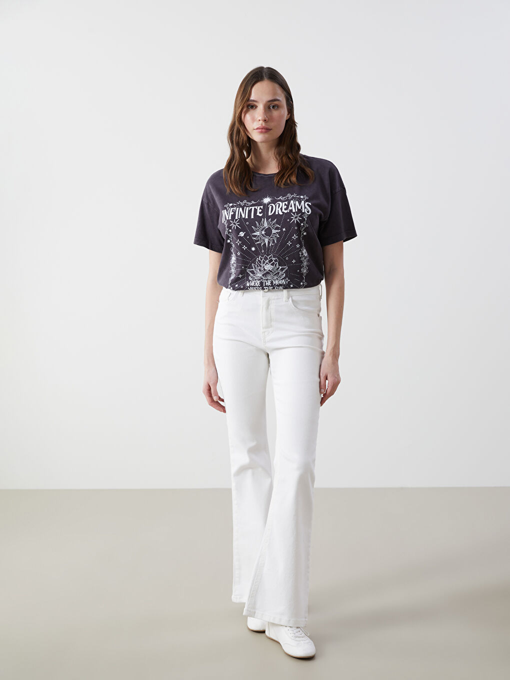 LCW Jeans Beyaz Mars Flare Kadın Jean Pantolon