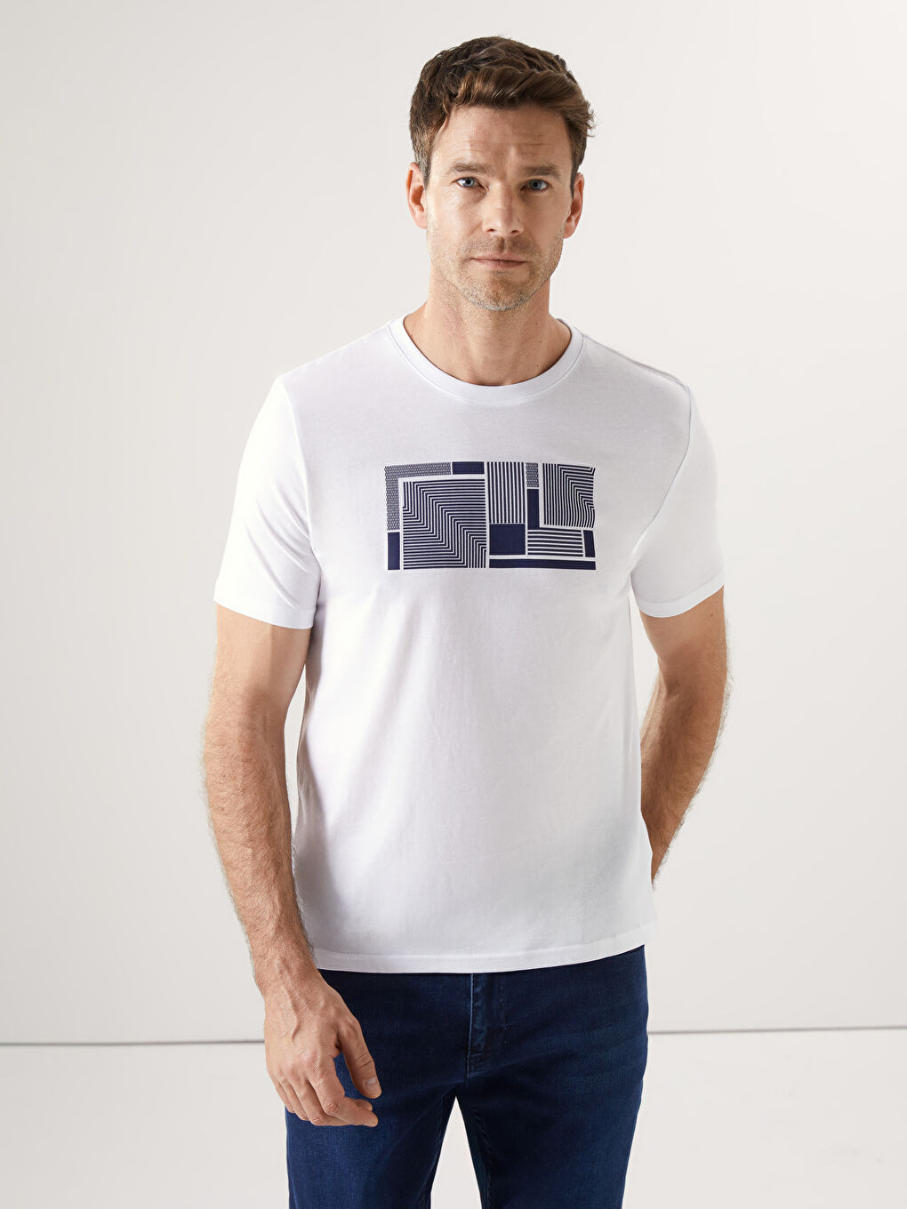 Crew Neck Printed Jersey Men's T-Shirt -S59219Z8-Q6K