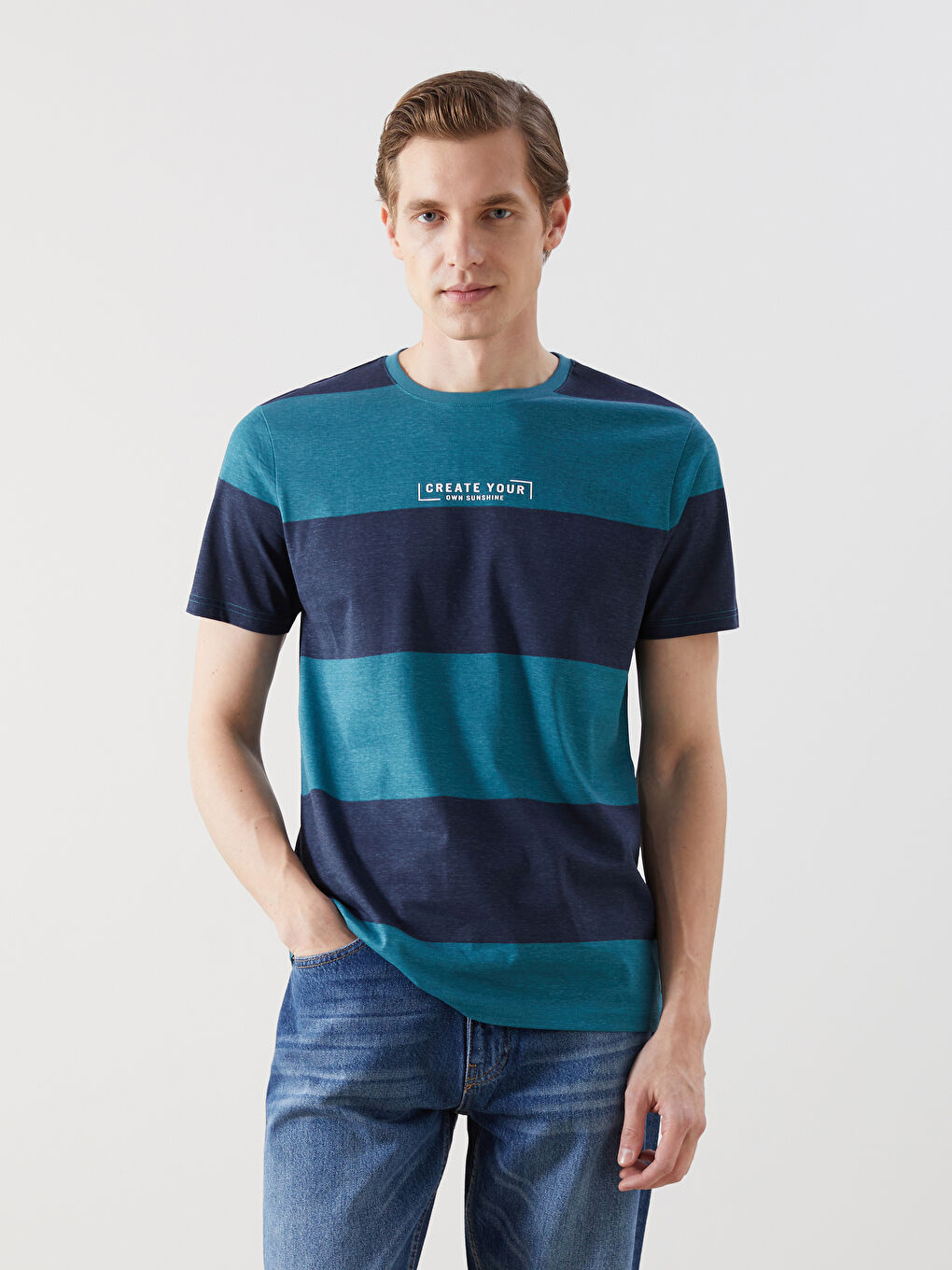 Muška color-block majica od češljanog pamuka  -S59220Z8-MCG