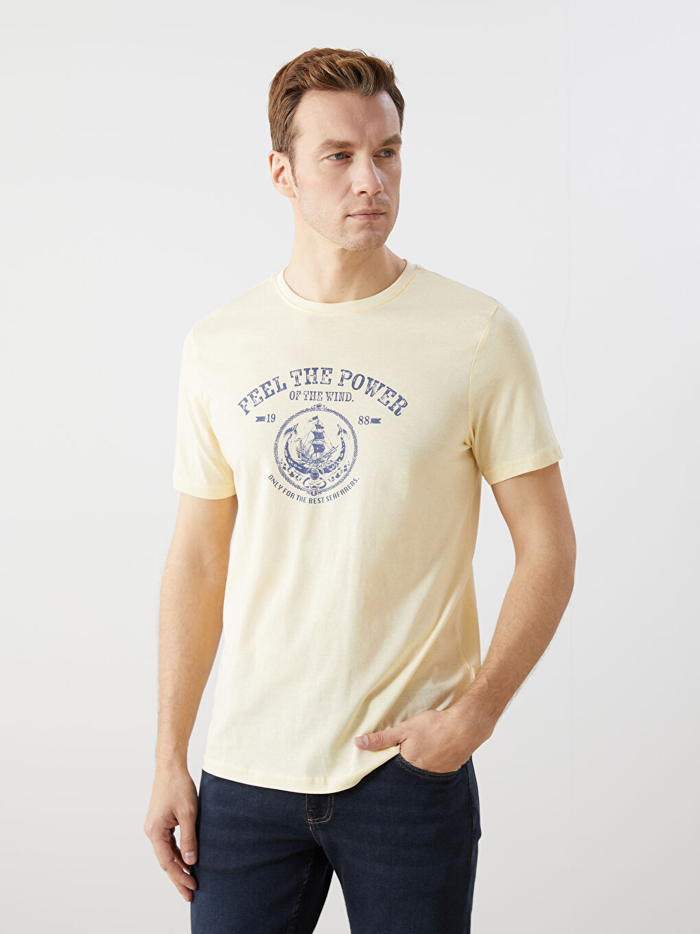 Crew Neck Printed Jersey Men's T-Shirt -S59224Z8-FDS