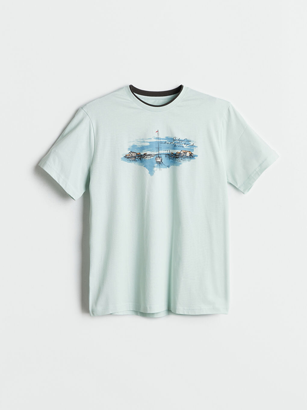 Crew Neck Short Sleeve Printed Combed Cotton Men's T-shirt -S59227Z8-SPB