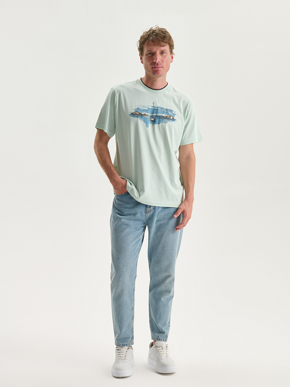 Crew Neck Short Sleeve Printed Combed Cotton Men's T-shirt-1