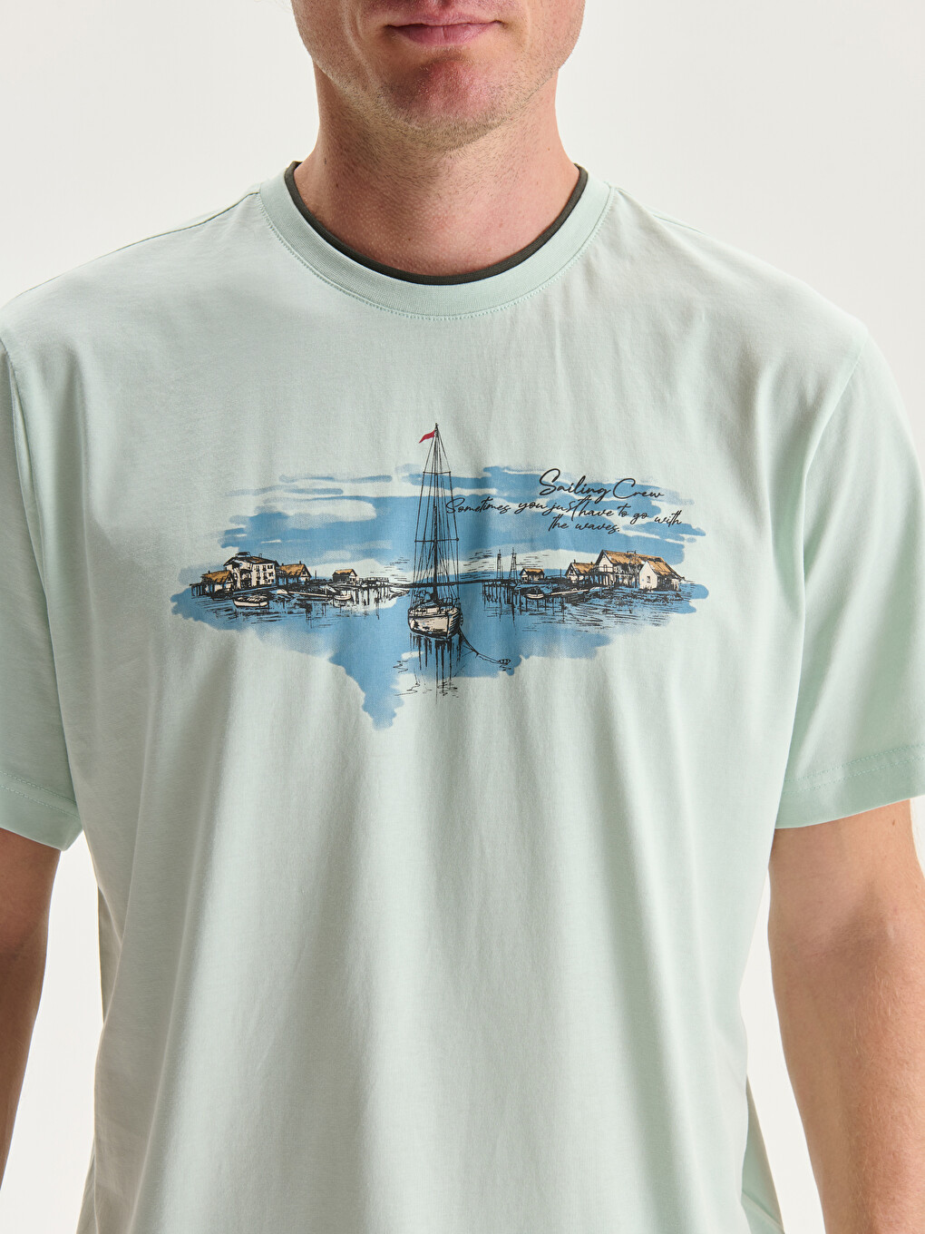 Crew Neck Short Sleeve Printed Combed Cotton Men's T-shirt-2