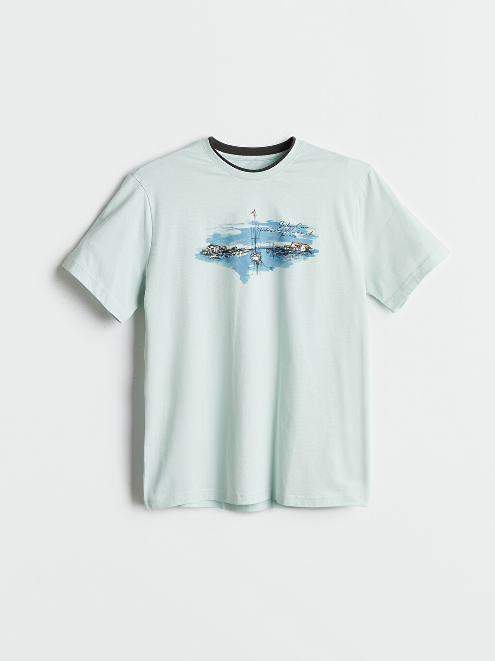 Crew Neck Short Sleeve Printed Combed Cotton Men's T-shirt-4