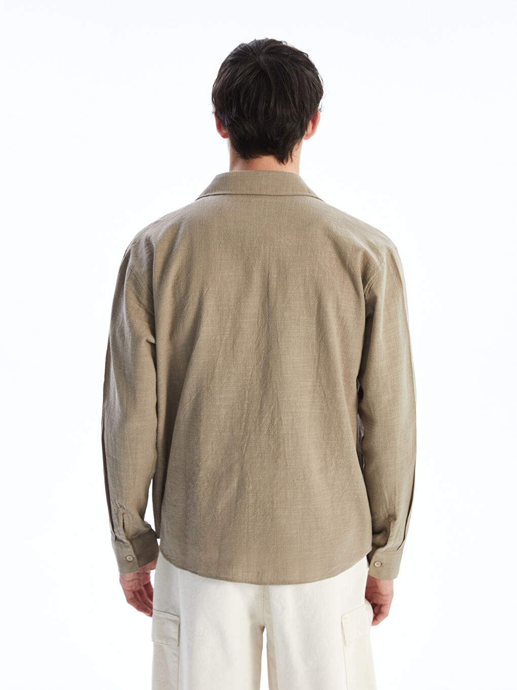 Regular Fit Long Sleeve Linen-Look Men's Shirt-6