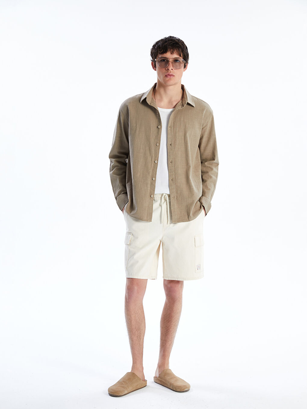 Regular Fit Long Sleeve Linen-Look Men's Shirt-1