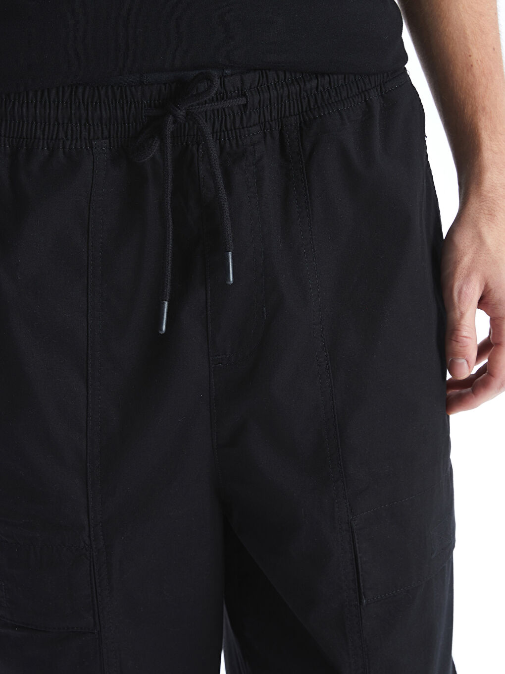 Siyah Rahat Kalıp Erkek Kargo Pantolon-2