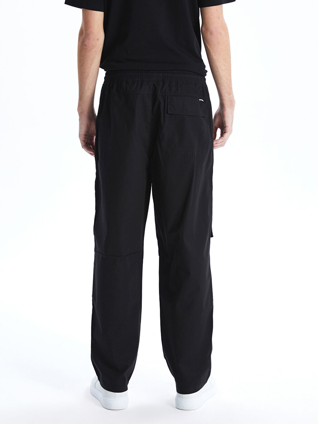 Siyah Rahat Kalıp Erkek Kargo Pantolon-3