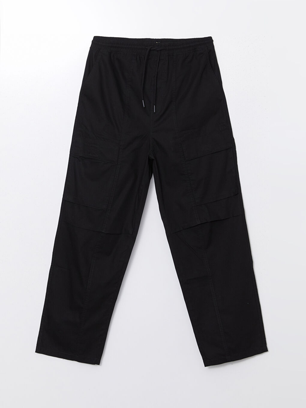 Siyah Rahat Kalıp Erkek Kargo Pantolon-4
