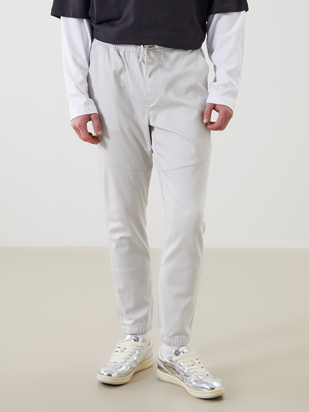 Gri Slim Fit Erkek Jogger Pantolon-1