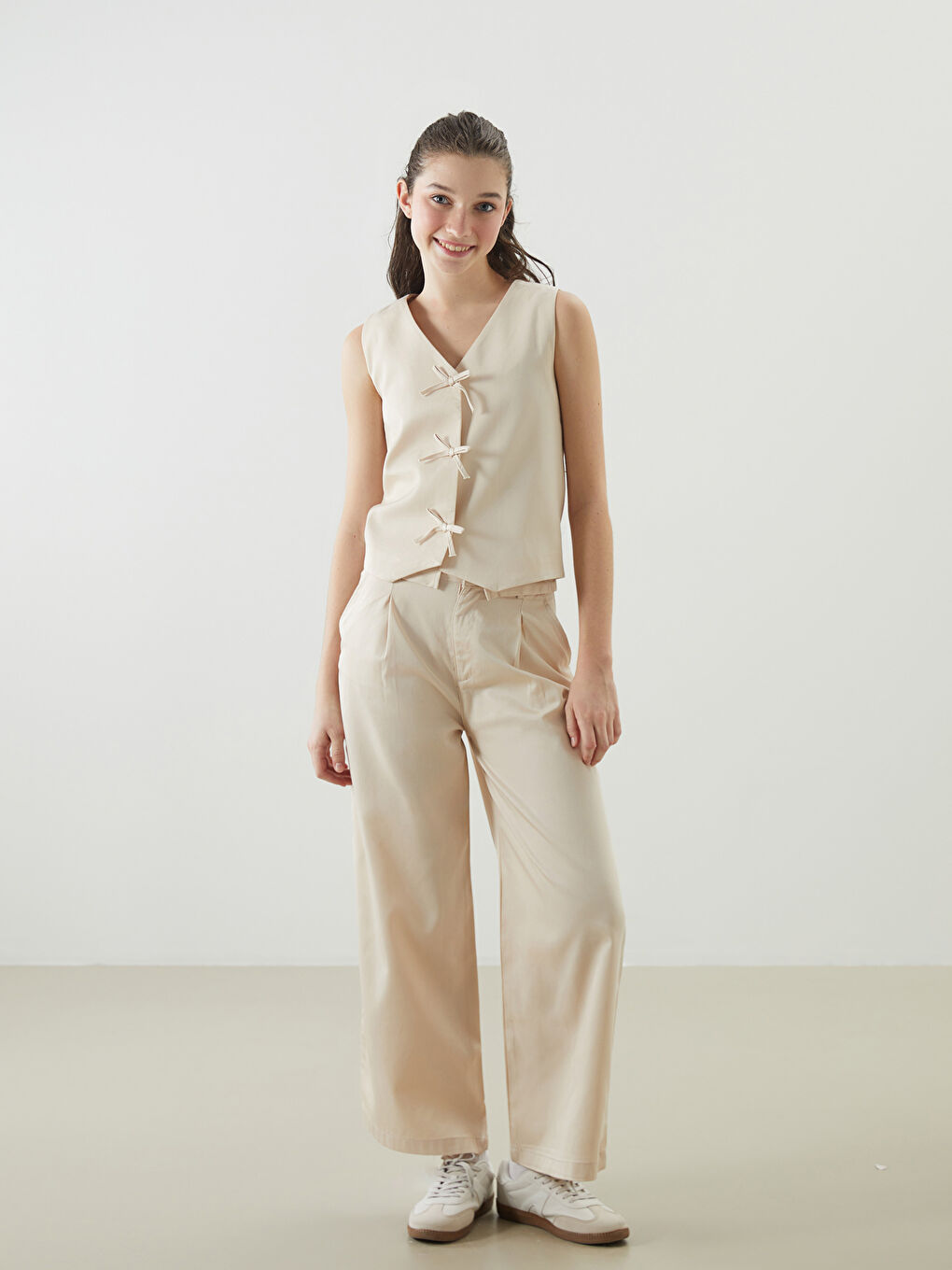 Bow Detail Young Girl Classic Waistcoat -S59267Z4-RMT