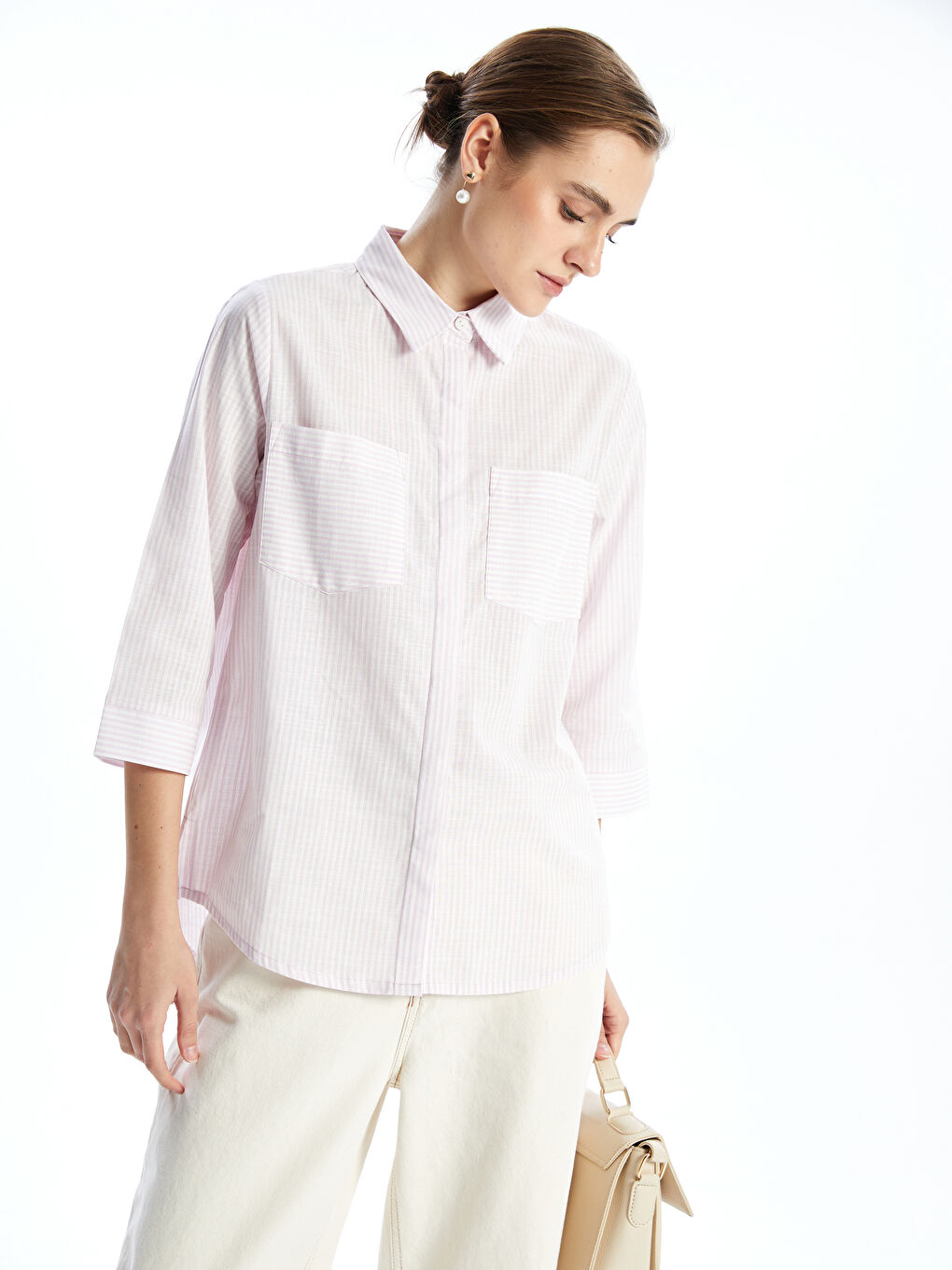 Striped Poplin Women's Shirt -S59307Z8-LGL
