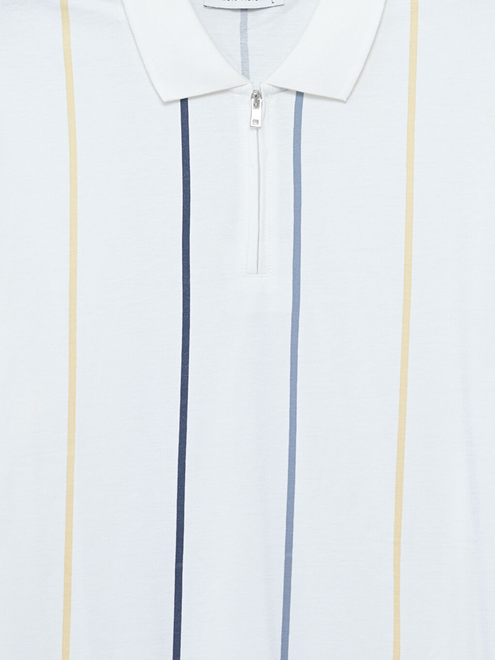 Sarı Polo Yaka Kısa Kollu Çizgili Pike Erkek Tişört-6